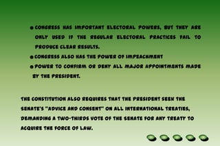 Authorize the President to exercise emergency power in times of war or national emergencyNon-legislative Functions: Non-legislative functions are powers and responsibilities not related to passing laws
