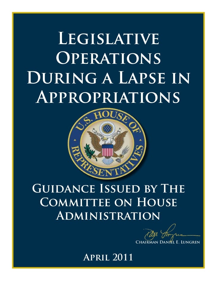 Legislative operations during a lapse in appropriations