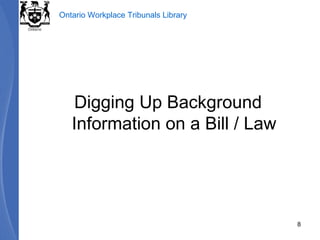 Digging Up Background Information on a Bill / Law 