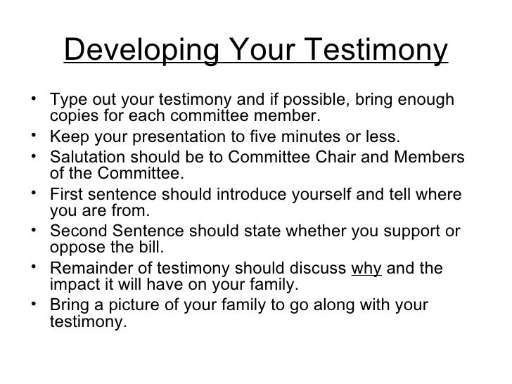 Legislative Testimony Training