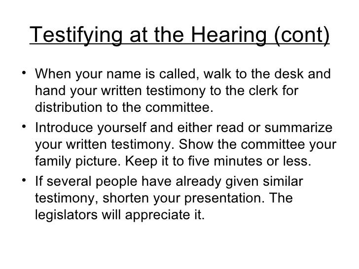 Legislative Testimony Training