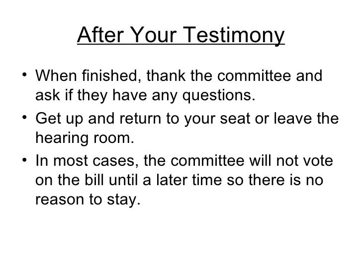 Legislative Testimony Training