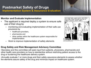 Postmarket Safety of Drugs Implementation System & Assurance Evaluation <ul><li>Monitor and Evaluate Implementation </li><...
