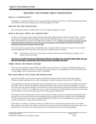 Legitimation Packet from Henry County Court | PDF