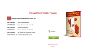 REGLAMENTO INTERNO DE TRABAJO
 