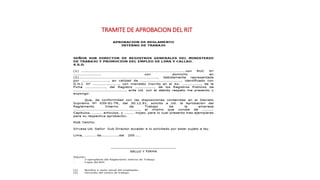 TRAMITE DE APROBACION DEL RIT
 