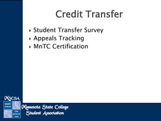 Credit Transfer




Student Transfer Survey
Appeals Tracking
MnTC Certification

 