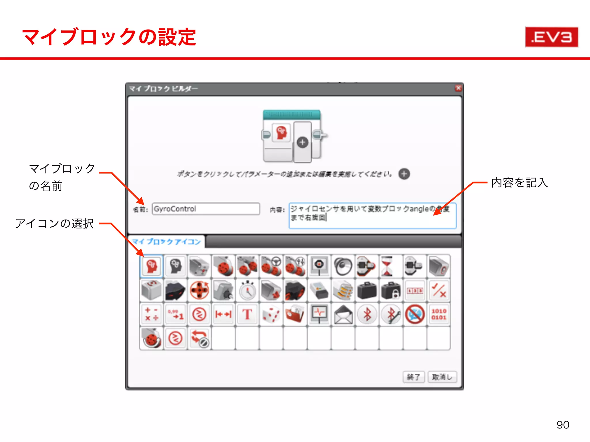 マイブロックの設定
マイブロック
の名前
アイコンの選択
内容を記入
90
 