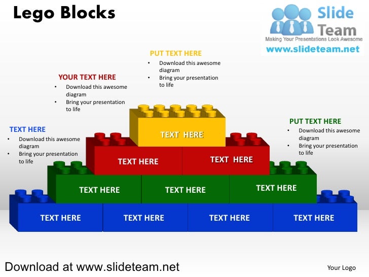 lego blocks and pieces stacked on top of one another powerpoint diag
