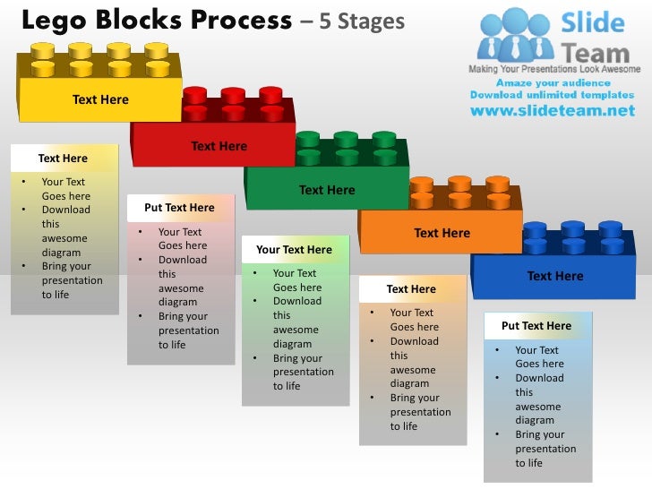 5 Stages Lego Blocks Powerpoint Templates Designs Ppt Slide Images