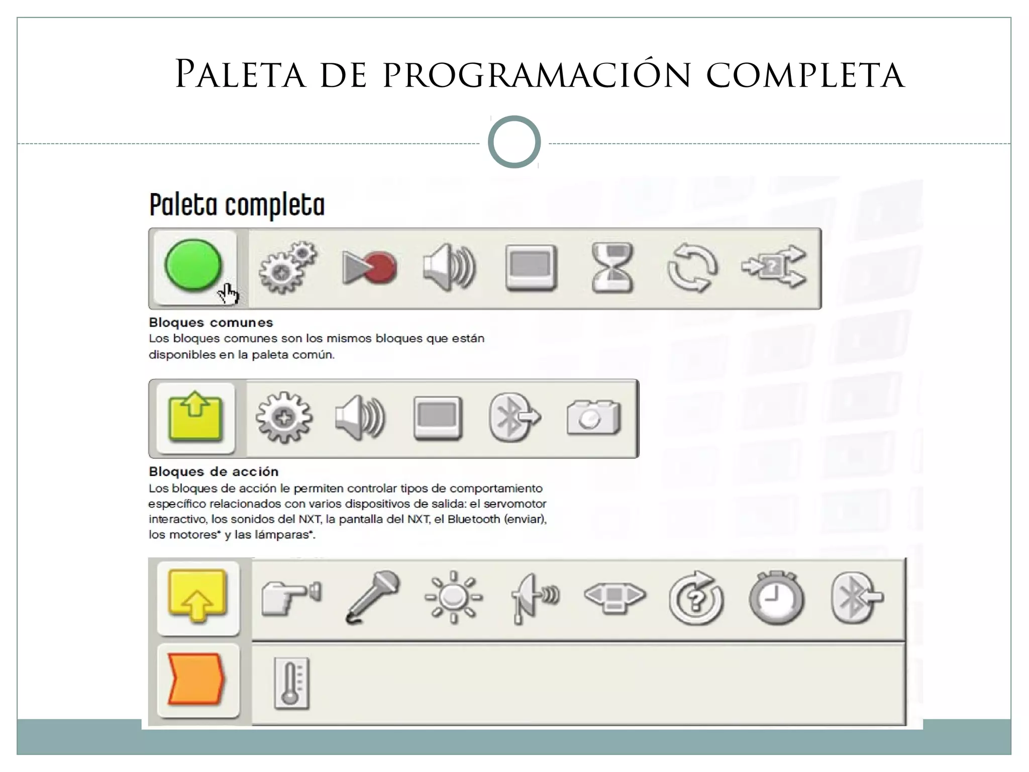 Paleta de programación completa
 