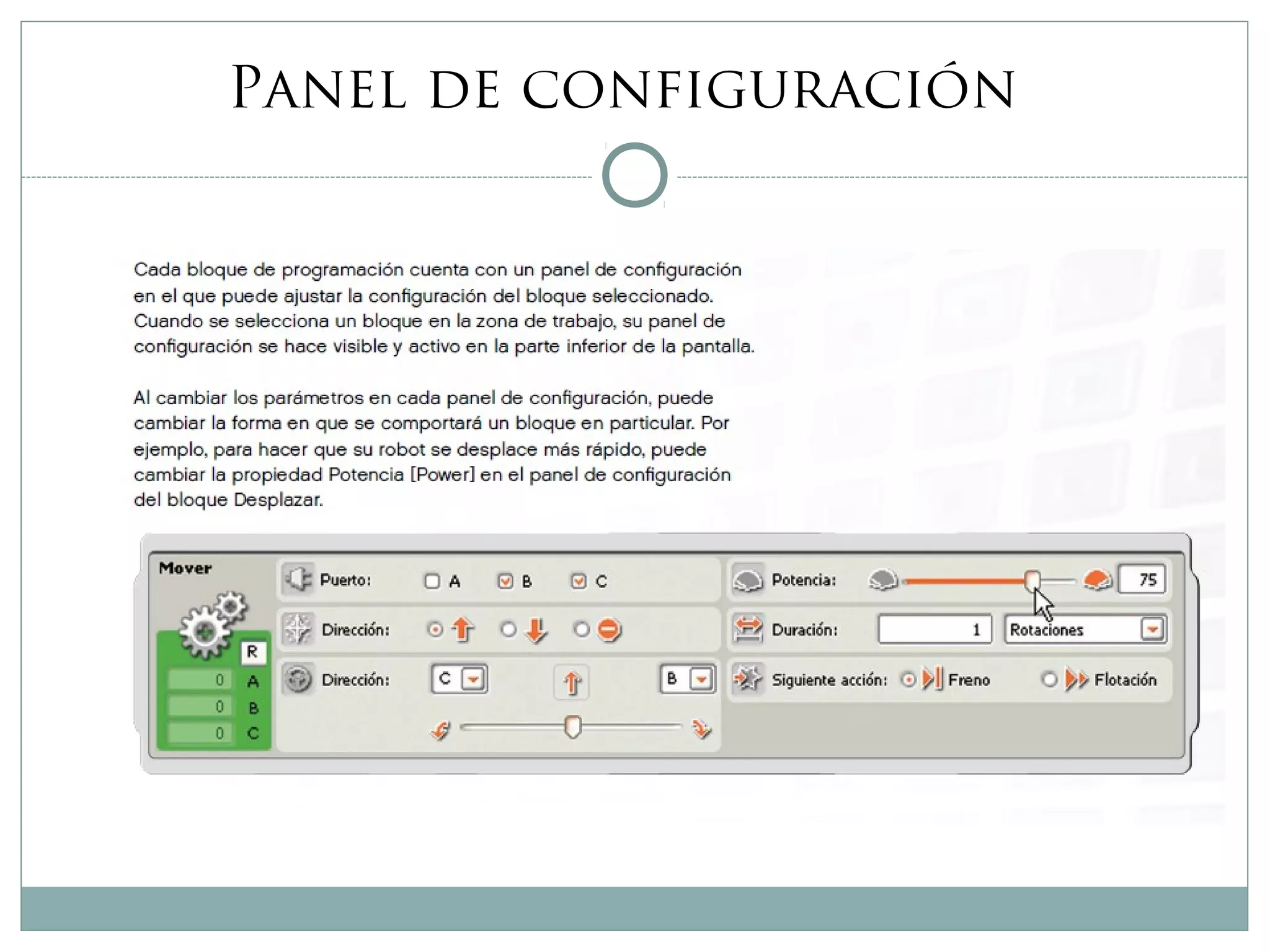 Panel de configuración
 