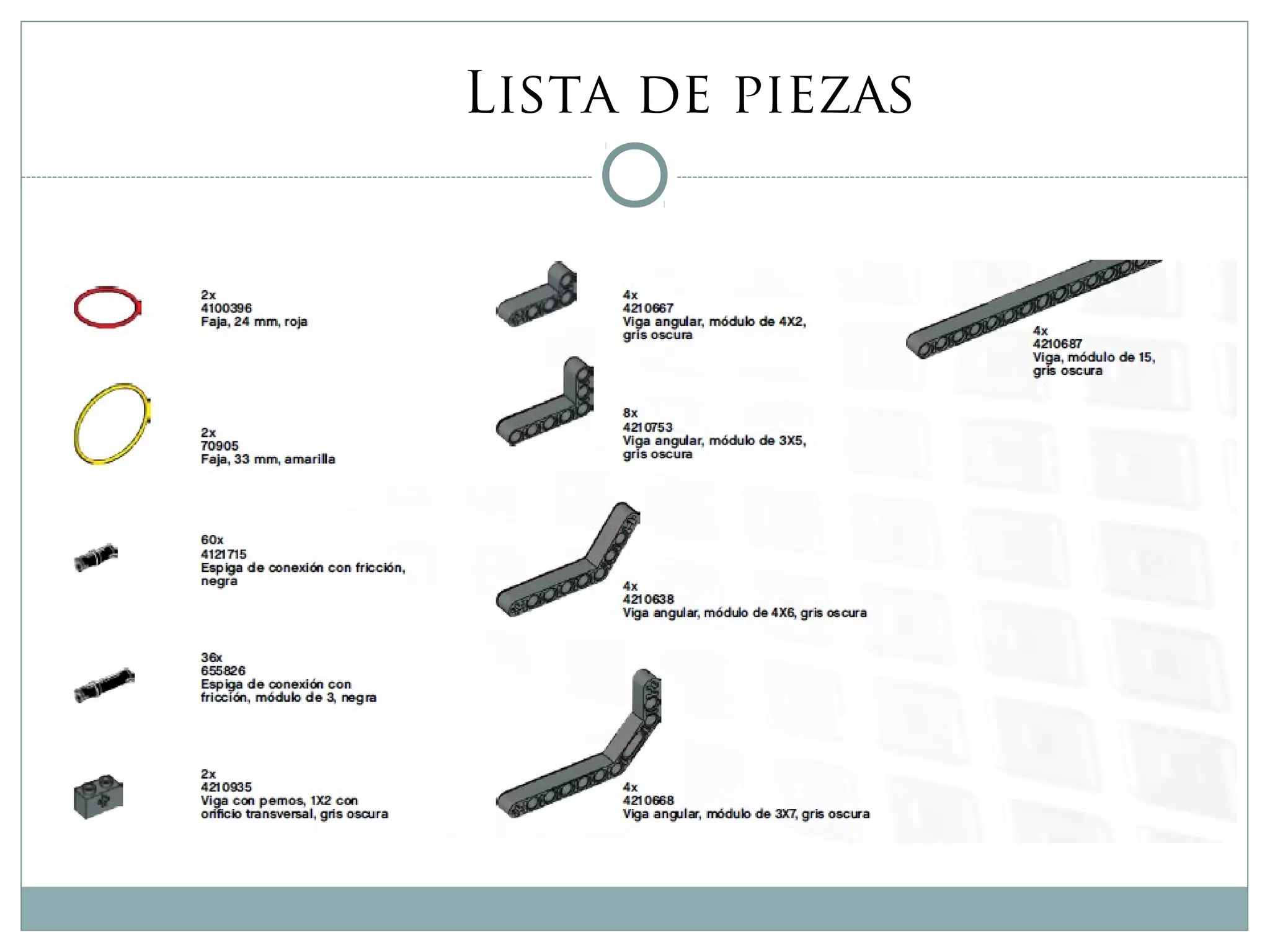 Lista de piezas
 