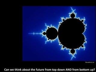 Mandelbrot set




Can we think about the future from top down AND from bottom up?
 