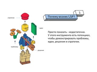 Просто	
  показать	
  -­‐	
  недостаточно.	
  	
  
У	
  этого	
  инструмента	
  есть	
  потенциал,	
  
чтобы	
  демонстрировать	
  проблемы,	
  
идеи,	
  решения	
  и	
  стратегии.	
  
идеи	
  
решения	
  
стратегии	
  
проблемы	
  
 