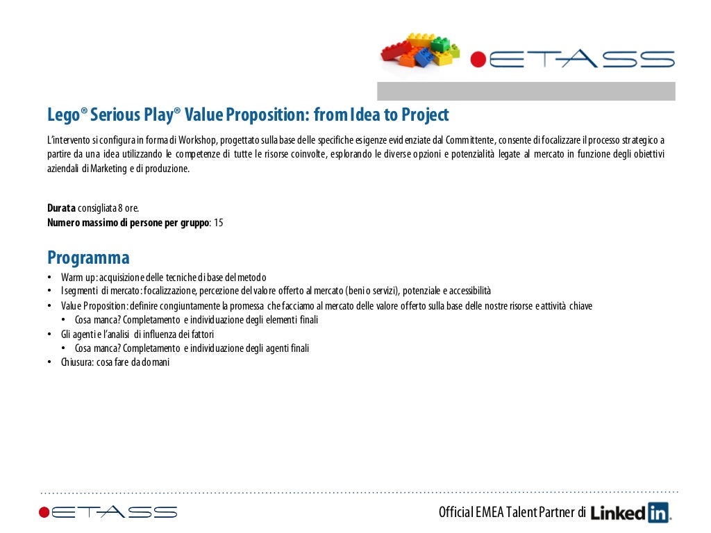 LEGO SERIOUS PLAY Presentazione del Metodo Formativo
