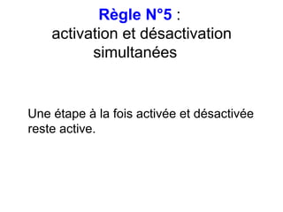 Règle N°5 :
    activation et désactivation
          simultanées


Une étape à la fois activée et désactivée
reste active.
 