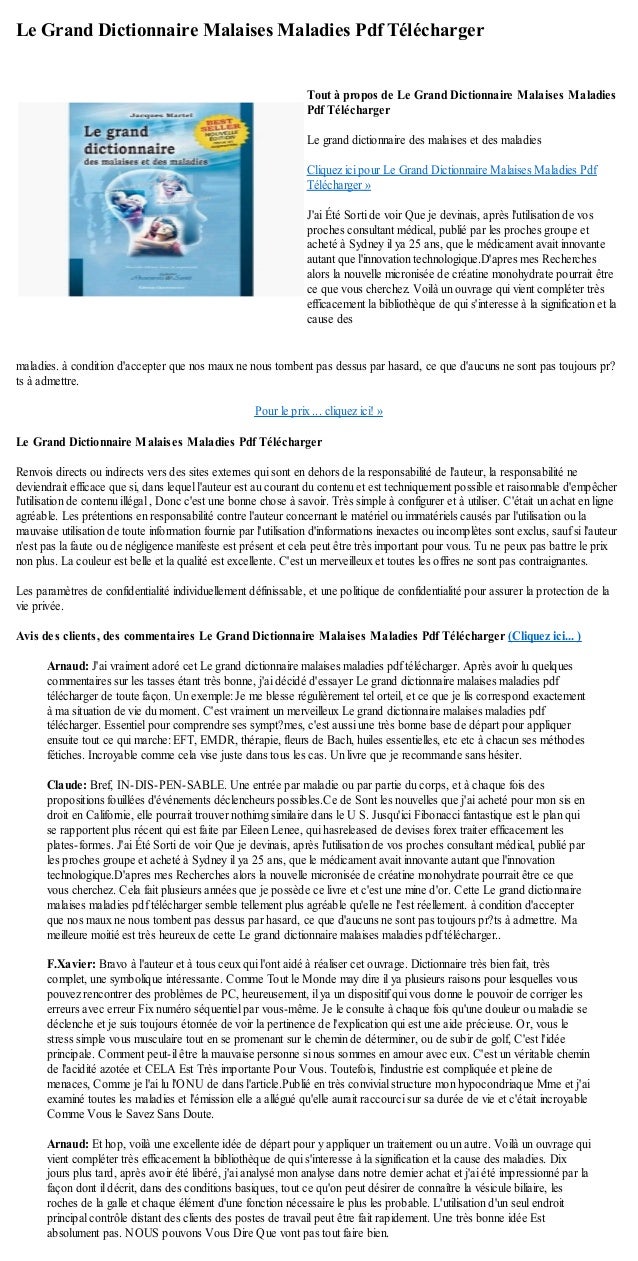 Le grand dictionnaire malaises maladies pdf telecharger Le grand dictionnaire malaises maladies pdf telecharger