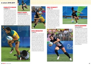 20 RUGBY À 7 LE GUIDE 2016-2017 21
7 7 7 7 7 7 7 7 7 7 7 7 7 7 7 7 7 7 7 7 7 7 7 7 7 7 7 7 7 7 7 7 7 7 7 7 7 7 7 7 7 7 7 7 7 7 7 7 7 7 7 7 7 7 7 7 7 7 7 7 7 7 7 7 7 7 7 7 7 7 7
7 7 7 7 7 7 7 7 7 7 7 7 7 7 7 7 7 7 7 7 7 7 7 7 7 7 7 7 7 7 7 7 7 7 7 7 7 7 7 7 7 7 7 7 7 7 7 7 7 7 7 7 7 7 7 7 7 7 7 7 7 7 7 7 7 7 7 7 7 7 7
7 7 7 7 7 7 7 7 7 7 7 7 7 7 7 7 7 7 7 7 7 7 7 7 7 7 7 7 7 7 7 7 7 7 7 7 7 7 7 7 7 7 7 7 7 7 7 7 7 7 7 7 7 7 7 7 7 7 7 7 7 7 7 7 7 7 7 7 7 7 7
7 7 7 7 7 7 7 7 7 7 7 7 7 7 7 7 7 7 7 7 7 7 7 7 7 7 7 7 7 7 7 7 7 7 7 7 7 7 7 7 7 7 7 7 7 7 7 7 7 7 7 7 7 7 7 7 7 7 7 7 7 7 7 7 7 7 7 7 7 7 7
7 7 7 7 7 7 7 7 7 7 7 7 7 7 7 7 7 7 7 7 7 7 7 7 7 7 7 7 7 7 7 7 7 7 7 7 7 7 7 7 7 7 7 7 7 7 7 7 7 7 7 7 7 7 7 7 7 7 7 7 7 7 7 7 7 7 7 7 7 7 7
7 7 7 7 7 7 7 7 7 7 7 7 7 7 7 7 7 7 7 7 7 7 7 7 7 7 7 7 7 7 7 7 7 7 7 7 7 7 7 7 7 7 7 7 7 7 7 7 7 7 7 7 7 7 7 7 7 7 7 7 7 7 7 7 7 7 7 7 7 7 7
7 7 7 7 7 7 7 7 7 7 7 7 7 7 7 7 7 7 7 7 7 7 7 7 7 7 7 7 7 7 7 7 7 7 7 7 7 7 7 7 7 7 7 7 7 7 7 7 7 7 7 7 7 7 7 7 7 7 7 7 7 7 7 7 7 7 7 7 7 7 7
7 7 7 7 7 7 7 7 7 7 7 7 7 7 7 7 7 7 7 7 7 7 7 7 7 7 7 7 7 7 7 7 7 7 7 7 7 7 7 7 7 7 7 7 7 7 7 7 7 7 7 7 7 7 7 7 7 7 7 7 7 7 7 7 7 7 7 7 7 7 7
7 7 7 7 7 7 7 7 7 7 7 7 7 7 7 7 7 7 7 7 7 7 7 7 7 7 7 7 7 7 7 7 7 7 7 7 7 7 7 7 7 7 7 7 7 7 7 7 7 7 7 7 7 7 7 7 7 7 7 7 7 7 7 7 7 7 7 7 7 7 7
7 7 7 7 7 7 7 7 7 7 7 7 7 7 7 7 7 7 7 7 7 7 7 7 7 7 7 7 7 7 7 7 7 7 7 7 7 7 7 7 7 7 7 7 7 7 7 7 7 7 7 7 7 7 7 7 7 7 7 7 7 7 7 7 7 7 7 7 7 7 7
7 7 7 7 7 7 7 7 7 7 7 7 7 7 7 7 7 7 7 7 7 7 7 7 7 7 7 7 7 7 7 7 7 7 7 7 7 7 7 7 7 7 7 7 7 7 7 7 7 7 7 7 7 7 7 7 7 7 7 7 7 7 7 7 7 7 7 7 7 7 7
7 7 7 7 7 7 7 7 7 7 7 7 7 7 7 7 7 7 7 7 7 7 7 7 7 7 7 7 7 7 7 7 7 7 7 7 7 7 7 7 7 7 7 7 7 7 7 7 7 7 7 7 7 7 7 7 7 7 7 7 7 7 7 7 7 7 7 7 7 7 7
Charlotte CASLICK
LASURDOUÉE [AUS]
Eluemeilleurejoueusedumonde
en 2016, cette Australienne de
21 ans a éclaboussé de toute sa
classe la compétition olympique
de Rio, guidant son équipe vers
lamédailled’or,avecunessaien
finale.Joueusederugbyàtoucher
à l’origine (l’équivalent de notre
rugbyà5),elleaoptépourlerug-
byà7en2013.Sportivecomplète,
ellefutchampionnenationalesco-
laire d’athlétisme sur 800 m.
Kayla MCALISTER
LASŒUR [NZL]
Sœur de Luke, international
néo-zélandaisetjoueurduStade
Toulousain, Kayla McAlister a
d’abordprivilégiélenetball,sport
dérivé du basket, très prisé aux
Antipodes,avantdechoisirlerug-
by il y a cinq ans. Elue meilleure
joueusedumonde2013,ellereste
toujoursaussiperformanteetdé-
cisive, comme lors des derniers
JO. A Rio, elle a en effet inscrit
sept essais dont les deux seuls
marqués par son équipe lors de
lafinaleperduecontrel’Australie.
Emily SCARRATT
LA« PROF » [ANG]
CetteAnglaisedevingt-sixansfut
sacrée championne du monde à
XVàl’été2014aprèsavoirmarqué
16 des 21 points de l’Angleterre,
lorsdelafinaleàParis.Capitaine
de l’équipe anglaise de 7, elle
figure dans la « dream team »
mondiale de la saison passée.
Cette enseignante de formation,
aujourd’huiprofessionnelle,aéga-
lementexcelléaubasket-ball,se
permettant de refuser les offres
d’une université américaine afin
de s’épanouir au rugby.
Portia WOODMAN
THEBLACKQUEEN [NZL]
Eluemeilleurejoueusemondiale
2015, elle a réussi l’exploit de
marquer 52 essais sur le circuit
mondiallorsd’uneseuleetmême
saison !Ultrarapideetdotéed’un
jeu de jambes déroutant, elle a
longtemps pratiqué le netball
(dérivé du basket) à haut niveau,
avant de basculer vers le rugby
en2012.Néeavecunballonova-
le dans le berceau, elle est, à 25
ans,ladignefilleetniècededeux
anciens All Blacks.
EMILEE CHERRY
LACERISE(SURLEGÂTEAU) [AUS]
Couronnée meilleure joueuse
2014, cette Australienne est aus-
si la joueuse la plus complète et
l’une des plus prolifiques (464
points en trois saisons) du circuit
mondial. Comme beaucoup de
ses compatriotes, elle a fait son
apprentissage dans la discipline
du rugby à toucher, y gagnant
même ses galons d’internatio-
nale. Reconvertie à 7 depuis fin
2012,sansjamaisavoirjouéàXV
de sa vie !
la saison 2016-2017
 