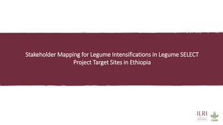 Legume SELECT-Ethiopia: Highlights of desk review on legumes intensification and stakeholders mapping exercises