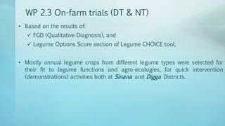 Legume Select–Ethiopia: Review of implemented activities