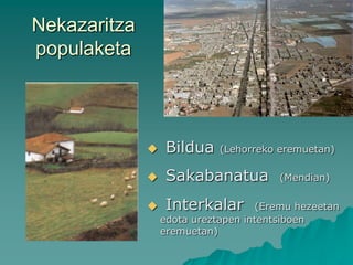 Nekazaritza
populaketa



                  Bildua   (Lehorreko eremuetan)

                  Sakabanatua          (Mendian)

                  Interkalar       (Eremu hezeetan
                  edota ureztapen intentsiboen
                  eremuetan)
 