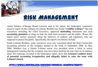 Lehman Brothers and  Corporate Governance failure and  Corporate Governance failure 