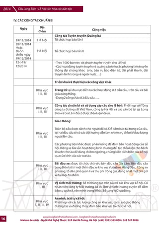 Cu Long Biên - L hi vn hóa các dân tc 2014 
20.Giao lu và giGi thiu VMn hóa Nht Bqn b‡i giGi tr Vit Nam: /ây là hot /ng /c tk chlc 
quy mô trong di-n tích Š (v=n hoa BDc Long Biên) v#i s% h† tr cIa ci sl quán Nht / gi#i thi-u 
vn hóa và s6n phm tiêu dùng Nht B6n (sách truy-n, CD, DVD,Š). Giao lu Vn hóa Ngh- thut 
Nht B6n trong /ó có: ngh- thut trà /o, ngh- thut cDm hoa Ikebana, ngh- thut g?p gi?y 
Origami, ngh- thut bDn cung Kyudo, ngh- thut ki7m /o Kendo, , /i-u nh6y ck truybn Yosakoi hóa 
trang thành các nhân vt truy-n tranh, hot hình Nht B6n manga e anime, Š. 
Manga m Anime Fair Comics  DVD/ CD Origami 
Cosplay 
Origami 
Tea Cerem ony Japanese G ate Japanese Traditional House 
Ikebana Culture 
www.longbienfestivalhanoi.com , longbienfestivalhanoi@gmail.com 
Gifts 
Kyudo 
Kendo 
Mrs. Nguyen Thanh 
President of International 
Ikebana Organizat ion 
Maison des Arts - Ngôi Nhà Ngh Thut 22A Hai Bà Trng, Hà Ni (+84) 0913 565 000 / 043 747 8096 13 
 