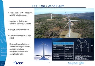 TCE R&D Wind Farm
• Two 2.05 MW Repower
  MM92 wind turbines

• Located in Riviere-au-
  Renard, Québec, Canada

• Icing &...