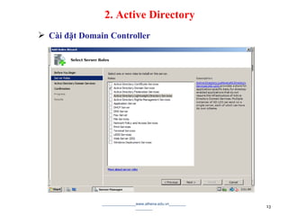  Cài đặt Domain Controller
________________www.athena.edu.vn________
________ 13
2. Active Directory
 