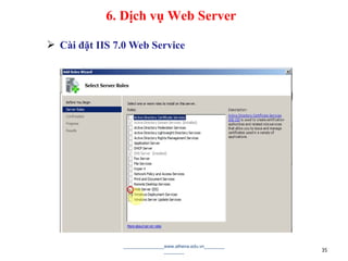  Cài đặt IIS 7.0 Web Service
________________www.athena.edu.vn________
________ 35
6. Dịch vụ Web Server
 