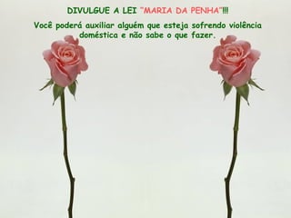 DIVULGUE A LEI  “MARIA DA PENHA” !!! Você poderá auxiliar alguém que esteja sofrendo violência doméstica e não sabe o que fazer. 