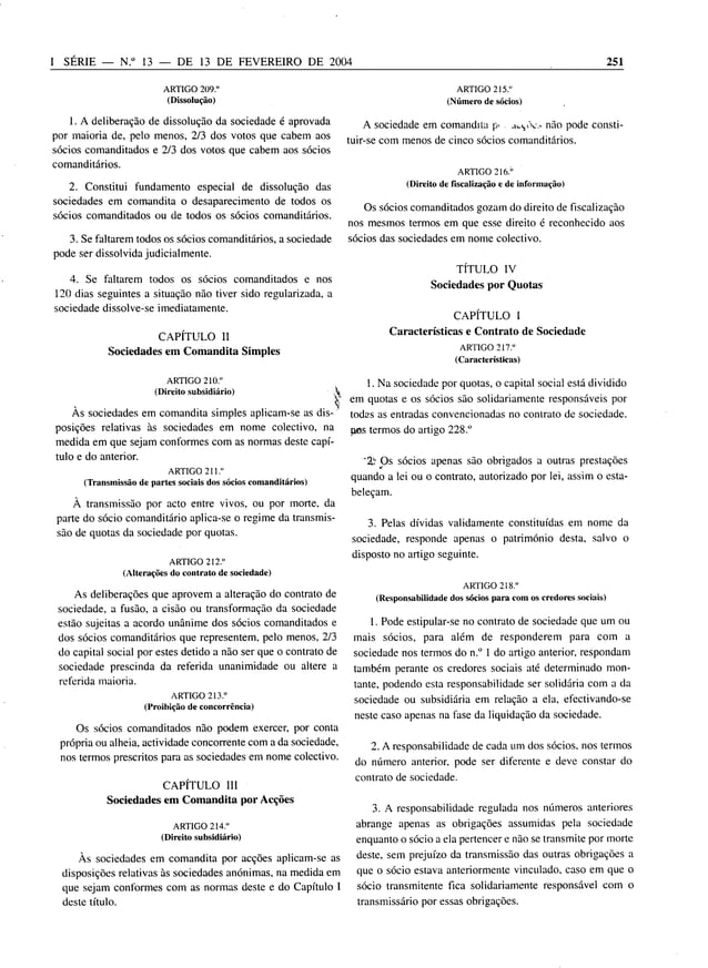 Lei 01 04 lei das sociedades comerciais