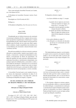 Lei 11 11 alteração aos codigos de registo predial e do notariado