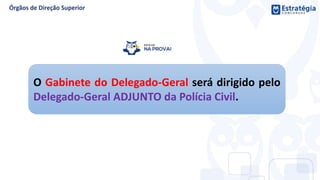 O Gabinete do Delegado-Geral será dirigido pelo
Delegado-Geral ADJUNTO da Polícia Civil.
 