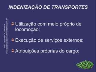 INDENIZAÇÃO DE TRANSPORTES
➲ Utilização com meio próprio de
locomoção;
➲ Execução de serviços externos;
➲ Atribuições próprias do cargo;
Prof.HevertonM.Barbosa
www.osconcurseirosderondonia.com.br
 