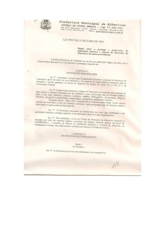 Lei 967 de 13 de julho de 2005 estabelece proteção em albertina