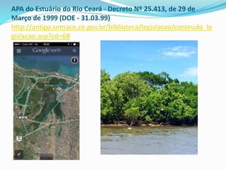 APA do Estuário do Rio Ceará - Decreto Nº 25.413, de 29 de
Março de 1999 (DOE - 31.03.99)
http://antigo.semace.ce.gov.br/biblioteca/legislacao/conteudo_le
gislacao.asp?cd=68
 