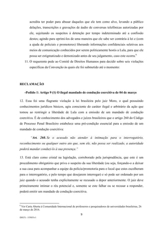 Petição de Lula à ONU contra atuação de Sergio Moro