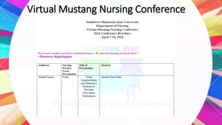 Virtual Mustang Nursing Conference
 