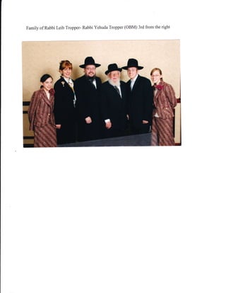 Family of Rabbi Leib Tropper- Rabbi Yehuda Tropper (OBM) 3rd from the right
 