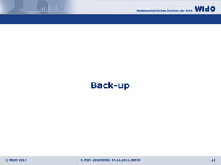 Wissenschaftliches Institut der AOK
© WIdO 2015 9. NQK Gesundheit, 04.12.2015, Berlin 21
Back-up
 