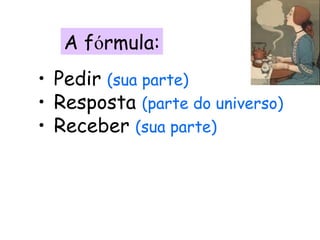 A f ó rmula: Pedir  (sua parte) Resposta  (parte do universo) Receber  (sua parte) 