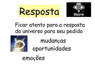 Resposta Ficar atento para a resposta do universo para seu pedido mudan ç as oportunidades emo ç ões 