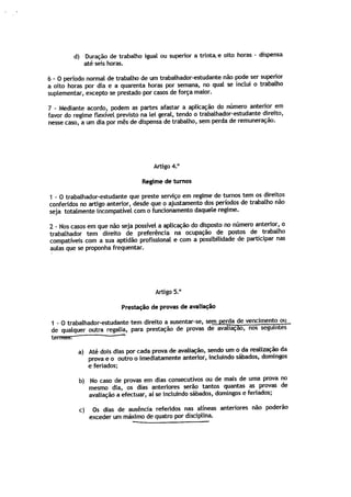 Lei estatuto trabalhador estudante