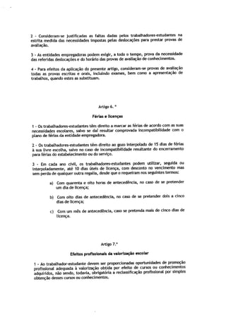 Lei estatuto trabalhador estudante