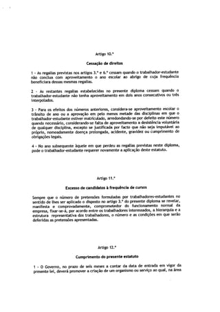 Lei estatuto trabalhador estudante