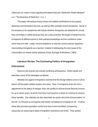 influences our nation’s laws regarding Homeland Security (“Detention Watch Network”
n.d.; “The Business of Detention,” n.d...