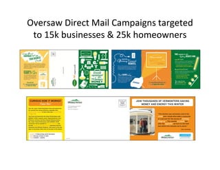 Oversaw Direct Mail Campaigns targeted
 to 15k businesses & 25k homeowners
 