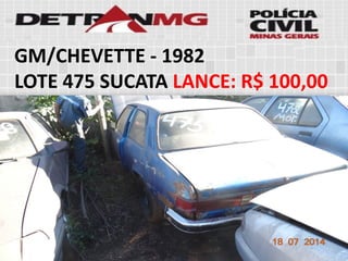 GM/CHEVETTE-1982 
LOTE475SUCATALANCE:R$ 100,00  